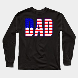 Dad American Flag Patterned Text Long Sleeve T-Shirt